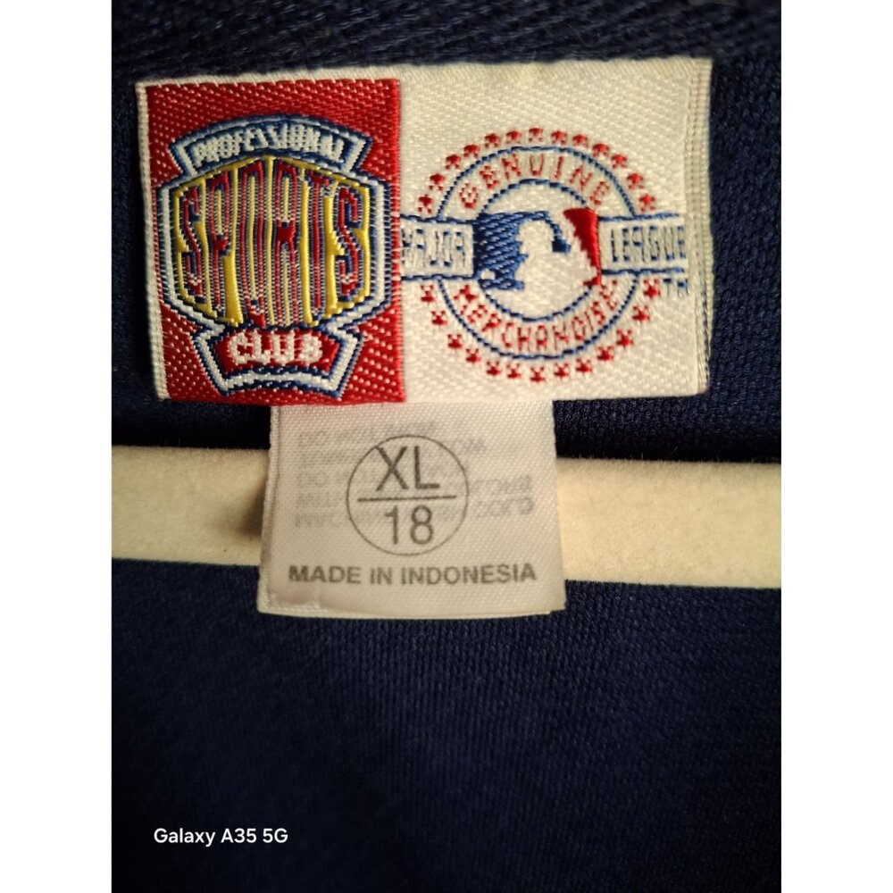 Vintage Atlanta Braves Navy Blue Button-Up Baseball Jersey Short Sleeve Size XL - Picture 9 of 11